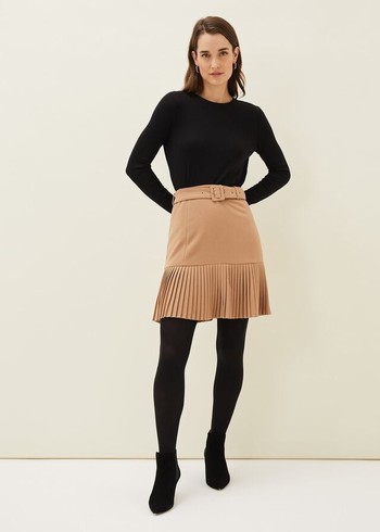 Phase Eight Annabel Pleated Skirts Brown Australia | QB4512038